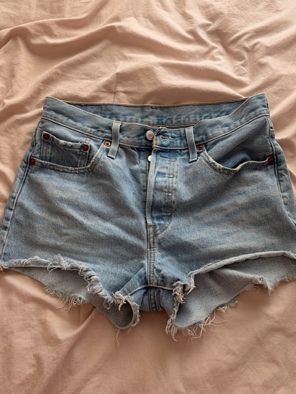 Levi's Light Blue Distressed Cutoff Jean Shorts